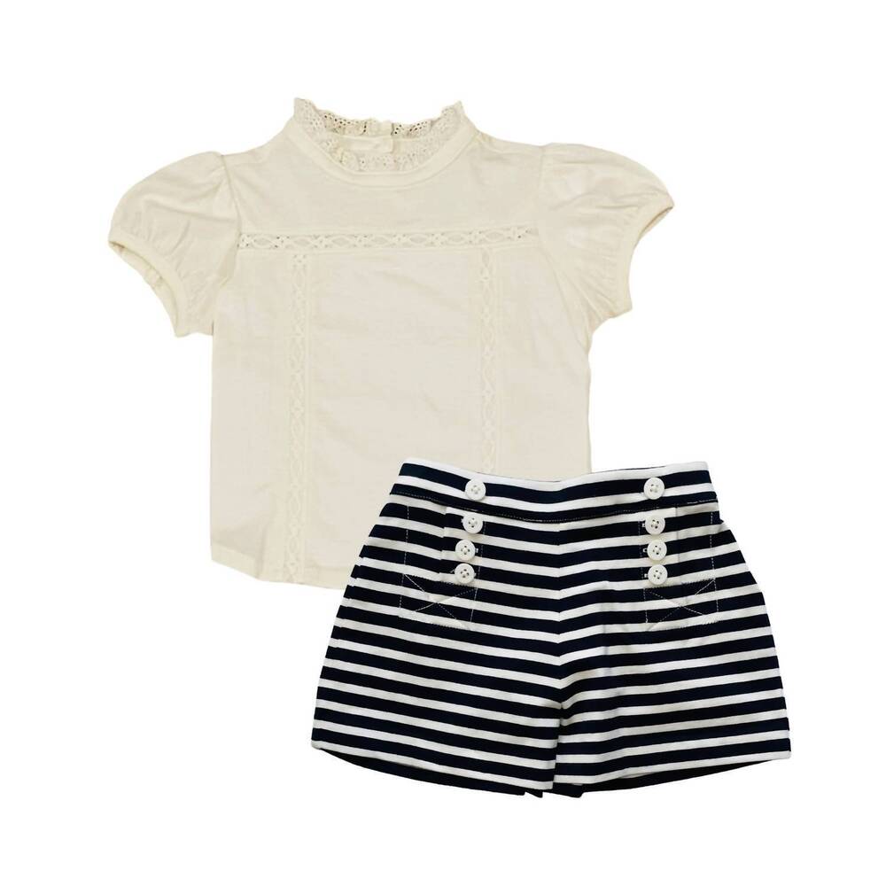 NEW RALPH LAUREN girl's batiste culotte and short set in black